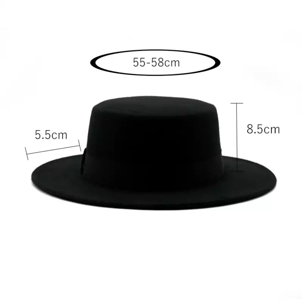Gypsy Bohemian Black Wool Boater Hat - Picture 8 of 10